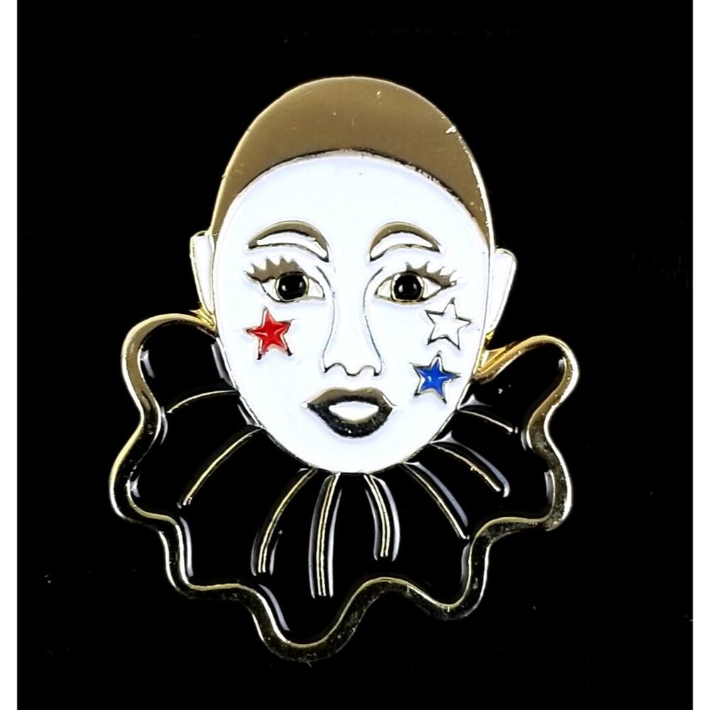 Vtg Clown Enamel Pin 80s carnival mardi gras hat lapel bag